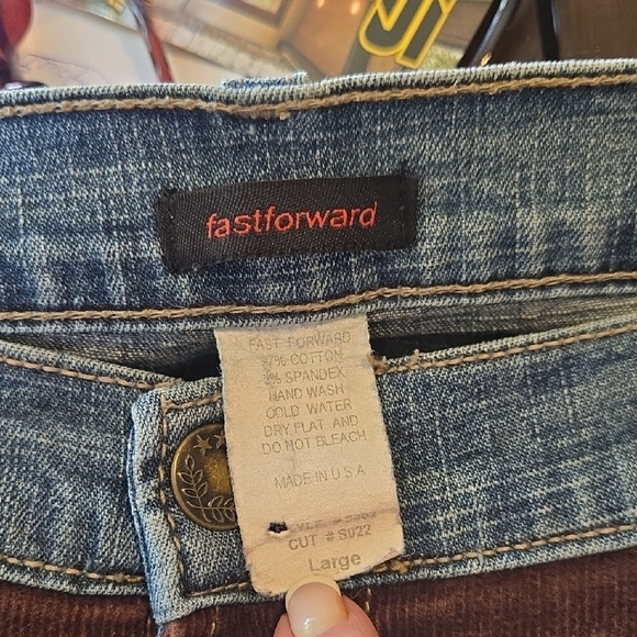 Vintage Patchwork Flare Jeans - Blue and Brown. Stunning! - Picture 3 of 9